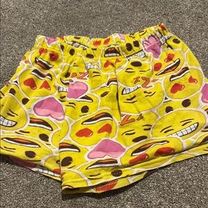 Emoji Print Yellow Shorts